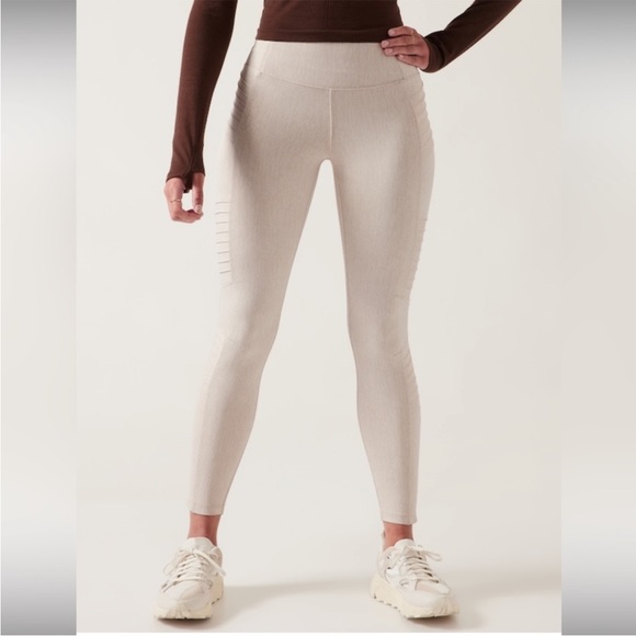 NWT Athleta Delancey Textured Moto Tight in Braided Cream - size Small - Picture 1 of 14